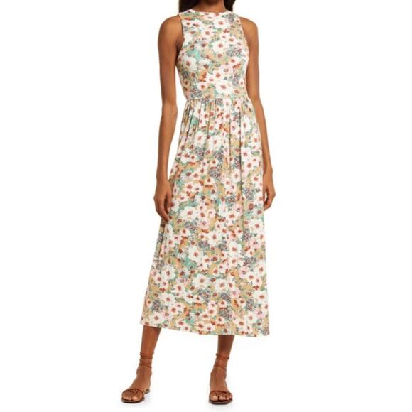 Fourteenth Place Midi Floral Print Cutout Dress  Size L - Picture 1 of 8